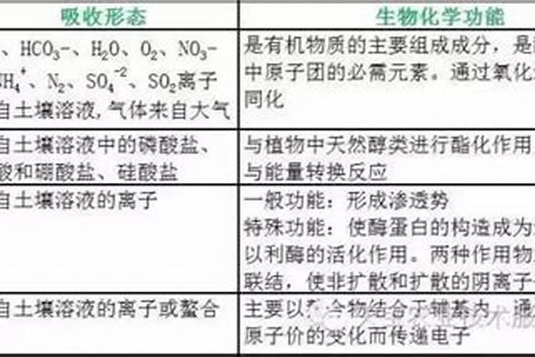 植物17种必要元素及其作用