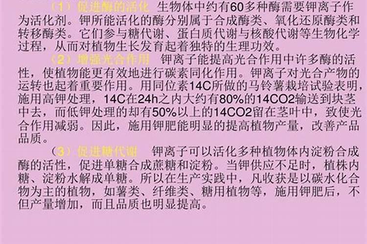 钾肥对作物有什么影响